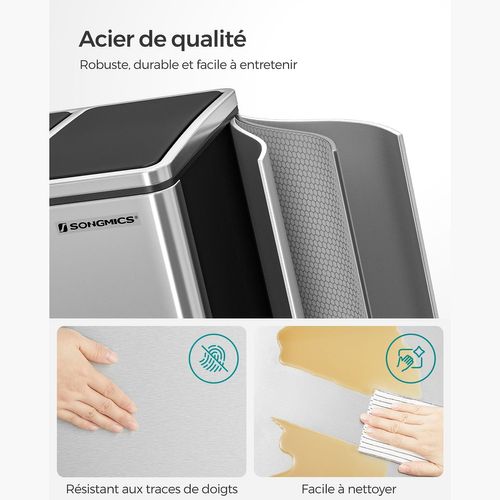Poubelle De Recyclage Poubelle Triple Seau 3 X 18 Litres 3 Compartiments Mécanisme Ta