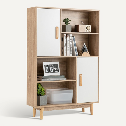 Bibliothèque 4 Niveaux 80 X 24 X 119,5 Cm Meuble Multifonctionnel Design Moderne En B