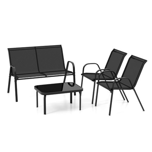 Ensemble Salon De Jardin Lot De 4 Pièces 112 X 62 X 83 Cm Assise Confortable Design