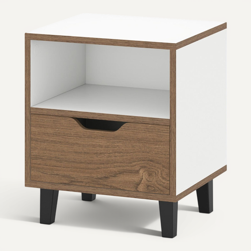 Table De Chevet Moderne 37 X 33 X 44 Cm Tiroir Pratique Style Mi-siècle En Bois