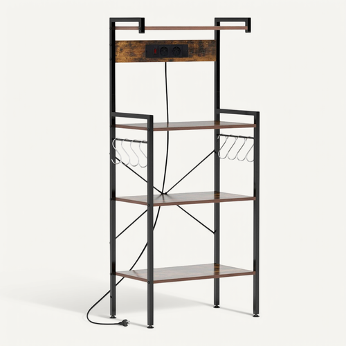 étagère à Pâtisserie 59 X 34 X 136 Cm Avec Prise Intégrée Pratique Design Industriel