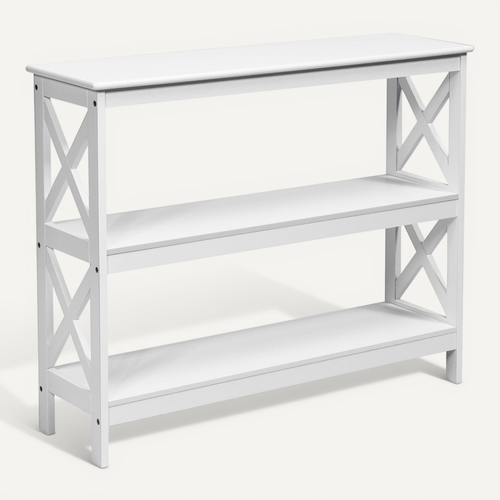 Table Console En Bois Mdf 100 X 33 X 80 Cm Avec Étagère Ouverte Style Industriel