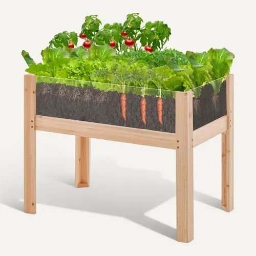 Jardinière Surélevée 100 X 59 X 77 Cm Capacité De 130 L Ergonomique Moderne En Bois