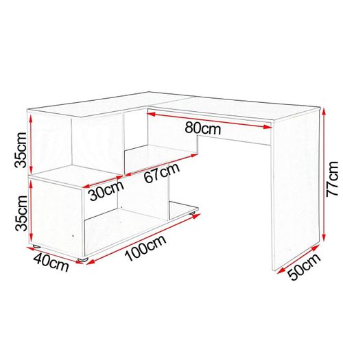 Bureau Adulte D'angle Avec étagères 100 Cm Blanc 19_0000549