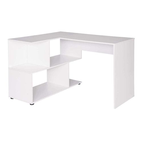 Bureau Adulte D'angle Avec étagères 100 Cm Blanc 19_0000549