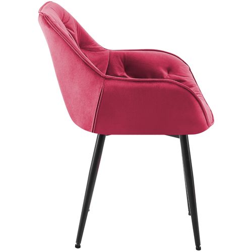Lot De 2 Chaises De Salle à Manger Design Et Moderne Assise En Velours Rouge Et Pieds En Métal