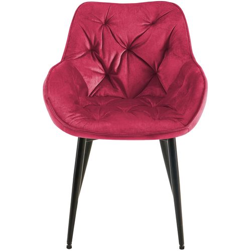 Lot De 2 Chaises De Salle à Manger Design Et Moderne Assise En Velours Rouge Et Pieds En Métal