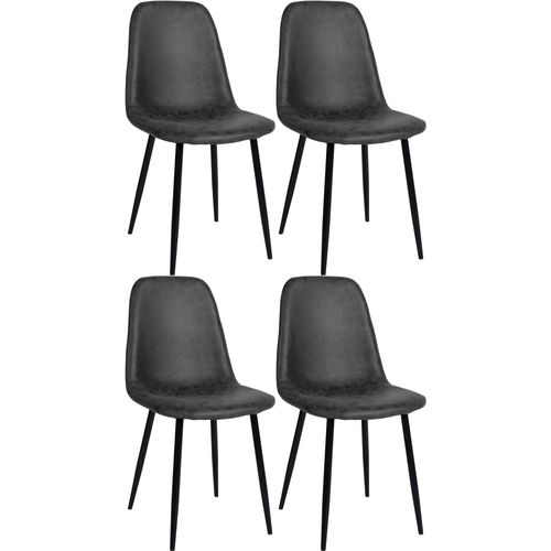Lot De 4 Chaises De Salle à Manger Design Moderne Avec Pieds En Métal Noir Assise Pvc Noir 10_0001