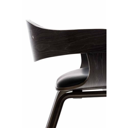 Chaise De Salle à Manger Design Scandinave En Pvc Noir Et Structure En Bois Gris 10_0001912