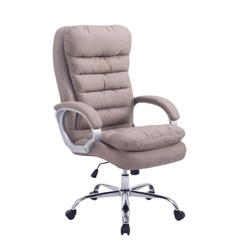 Fauteuil De Bureau Ergonomique Et Confortable Jusqu'à 235 Kg En Tissu Taupe Et Métal Chromé 10_000