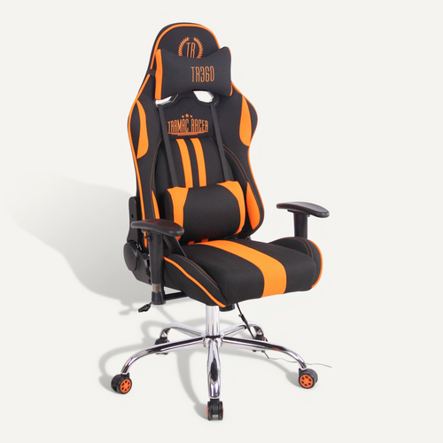 Fauteuil De Bureau Gamer Design Sportif Fonction De Massage Chauffant Avec Coussins En Tissu Noir