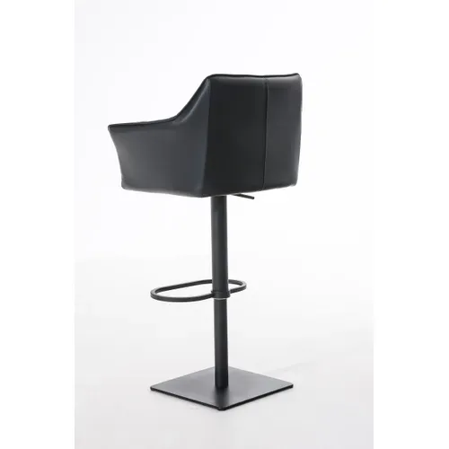 Tabouret De Bar Chaise Haute De Comptoir Couture Carrées Assise En Pvc Noir Cadre En Métal Noir 10