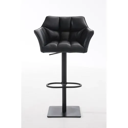 Tabouret De Bar Chaise Haute De Comptoir Couture Carrées Assise En Pvc Noir Cadre En Métal Noir 10