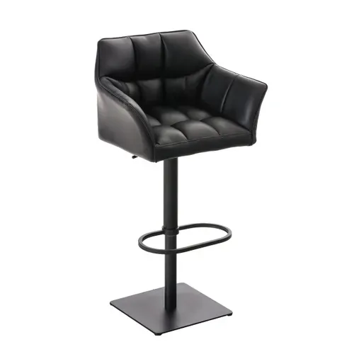 Tabouret De Bar Chaise Haute De Comptoir Couture Carrées Assise En Pvc Noir Cadre En Métal Noir 10