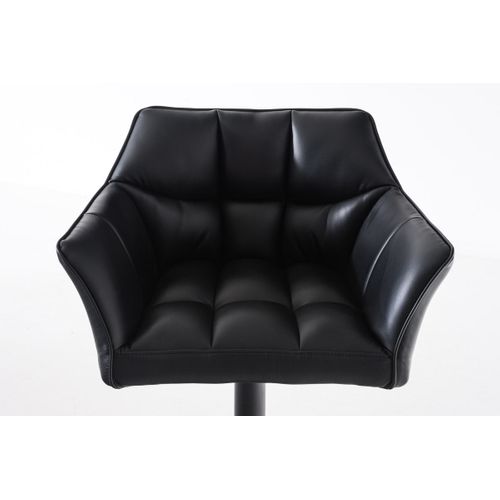 Tabouret De Bar Chaise Haute De Comptoir Couture Carrées Assise En Pvc Noir Cadre En Métal Noir 10