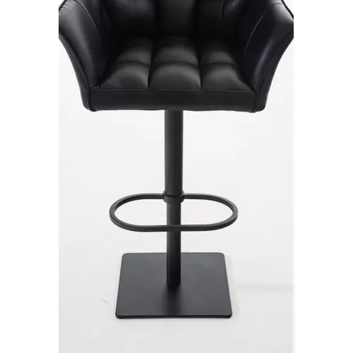 Tabouret De Bar Chaise Haute De Comptoir Couture Carrées Assise En Pvc Noir Cadre En Métal Noir 10