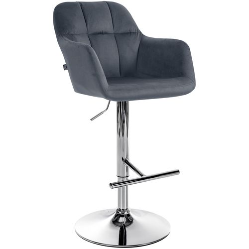 Tabouret De Bar Chaise Haute X1 Fonction Rotation 360° En Velours Gris Foncé