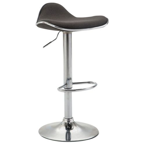 Tabouret De Bar X1 Assise Ergonomique En Tissu Gris Foncé Pied En Trompette En Métal Aspect Chromé