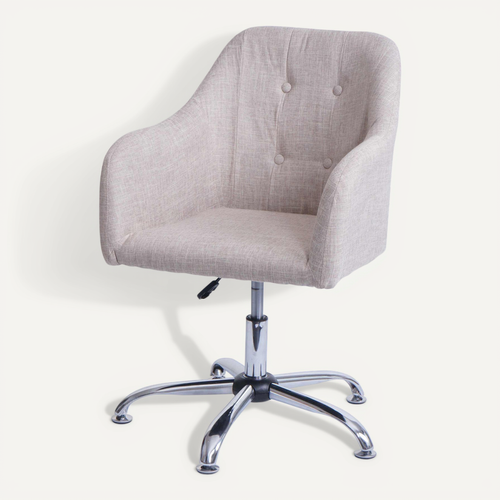 Chaise De Salle à Manger Avec Accoudoir Siège Rotatif Réglable En Hauteur Métal Textile Crème 04_0