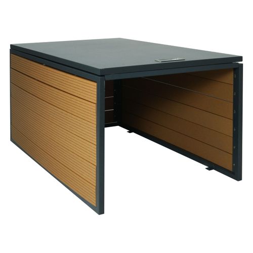 Garage XL Pour Robot Tondeuse Avec Couvercle – Structure En Wpc Et Métal 43 X 70 X 90 Cm – Aspect