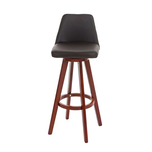 Lot De 2 Tabourets De Bar Chaises Comptoir Rotatif En Pvc Marron Et Bois 04_0007456