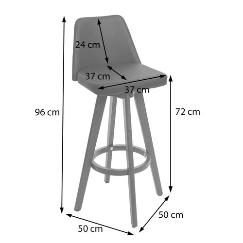 Lot De 2 Tabourets De Bar Chaises Comptoir Rotatif En Pvc Marron Et Bois 04_0007456