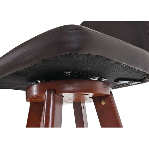 Lot De 2 Tabourets De Bar Chaises Comptoir Rotatif En Pvc Marron Et Bois 04_0007456