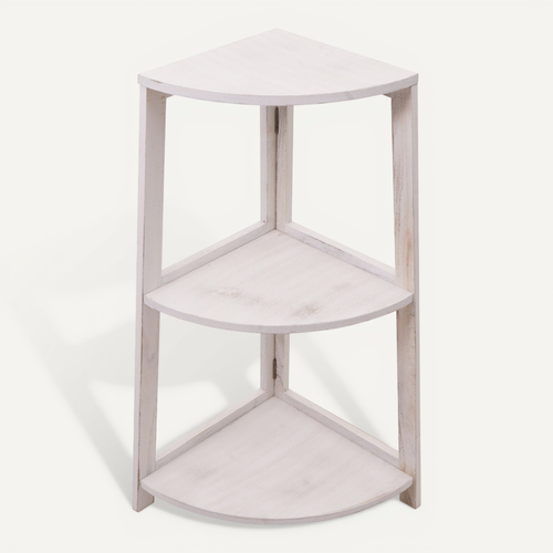 étagère D'angle 3 Niveaux 80x37x37 Cm Mdf Blanc Vieilli 04_0008636