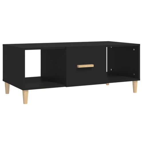 Table Basse Avec 2 Compartiments Ouverts Design Moderne 102 X 50 X 40 Cm Bois D'ingénierie Noir De