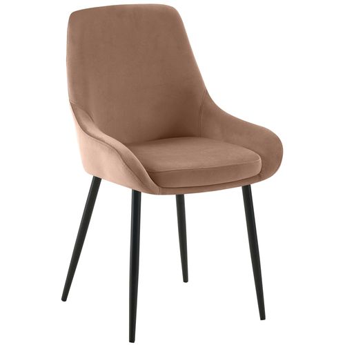 Chaise De Salle à Manger X1 élégance Confort Design Moderne En Velours Marron Structure Métallique