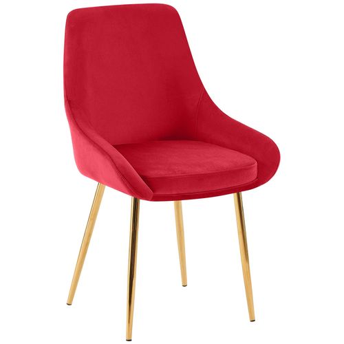 Chaise De Salle à Manger X1 élégance Confort Design Moderne En Velours Rouge Structure Métallique