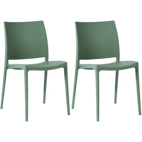 Lot De 2 Chaises De Jardin Empilables En Polypropylène Vert Olive Résistantes Aux Uv