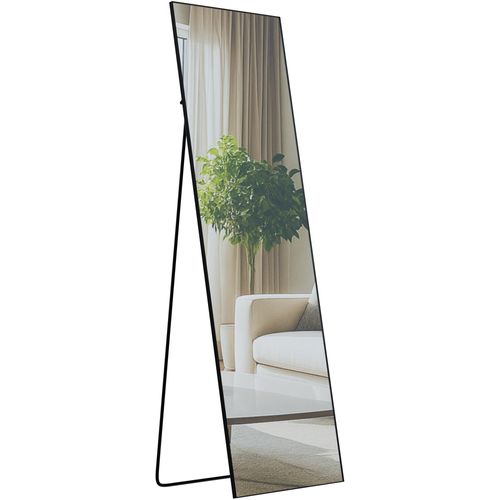 Miroir Pleine Longueur Sur Pied Et Mural Cadre Métal Noir Mat Design épuré 160x50 Cm 10_0008504