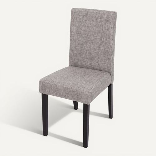 Chaise De Salle à Manger Cuisine En Tissu Gris Clair Pieds En Bois Foncé Design Moderne 04_0002356