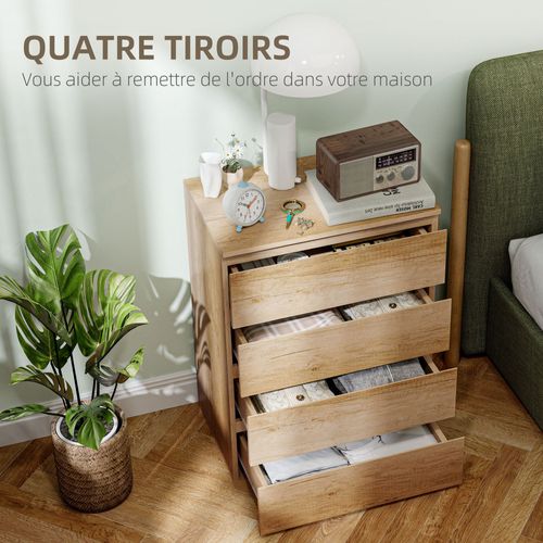 Commode 4 Tiroirs Chambre 60 X 40 X 80 Cm Gain De Place Rangement Spacieux Minimalist