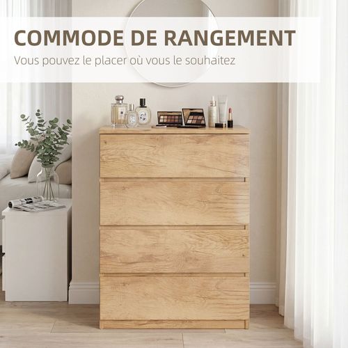 Commode 4 Tiroirs Chambre 60 X 40 X 80 Cm Gain De Place Rangement Spacieux Minimalist