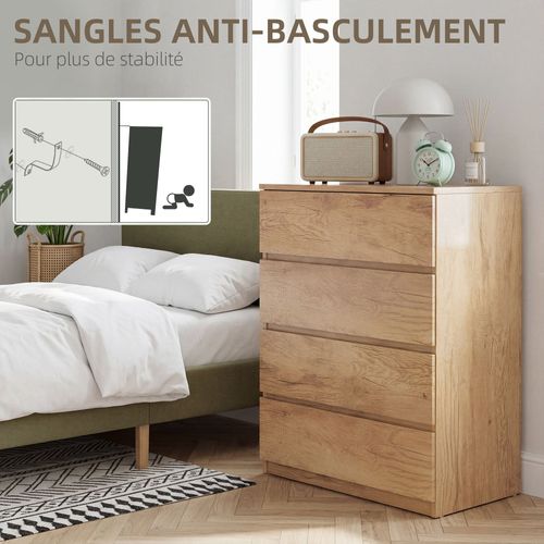 Commode 4 Tiroirs Chambre 60 X 40 X 80 Cm Gain De Place Rangement Spacieux Minimalist