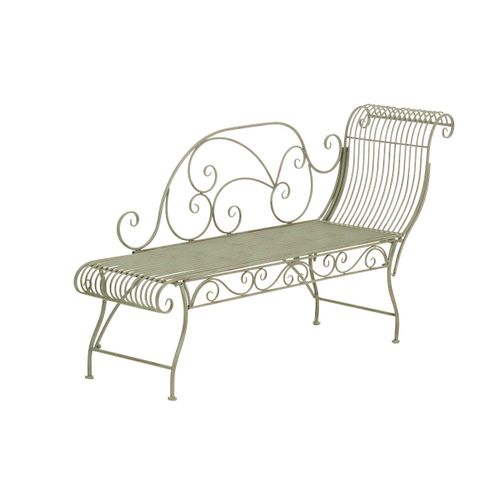 Banc De Jardin Banquette Design En Fer Forgé Vert Vieilli Dossier Côté Droit 156x46 Cm Mdj10191