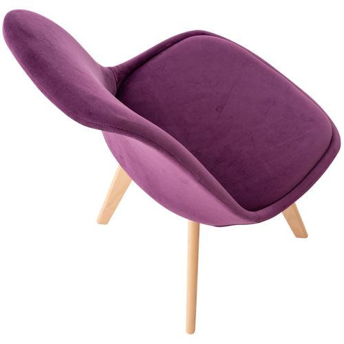 Lot De 4 Chaises De Salle à Manger Design Scandinave En Tissu Velours Violet Pieds Bois Clair Cds1