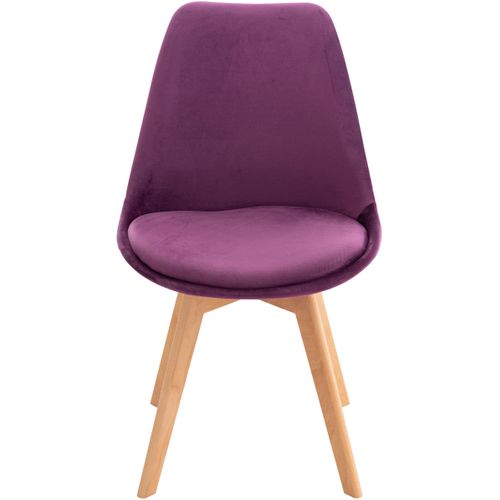 Lot De 4 Chaises De Salle à Manger Design Scandinave En Tissu Velours Violet Pieds Bois Clair Cds1