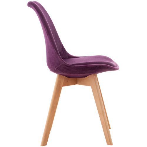 Lot De 4 Chaises De Salle à Manger Design Scandinave En Tissu Velours Violet Pieds Bois Clair Cds1