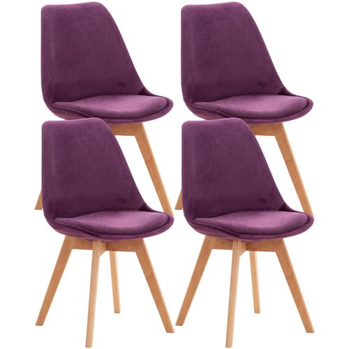 Lot De 4 Chaises De Salle à Manger Design Scandinave En Tissu Velours Violet Pieds Bois Clair Cds1