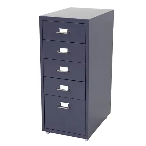 Caisson à Tiroirs Meuble De Rangement Bureau Sur Roulettes 69x28x41cm 5 Tiroirs Acier Gris Foncé 0