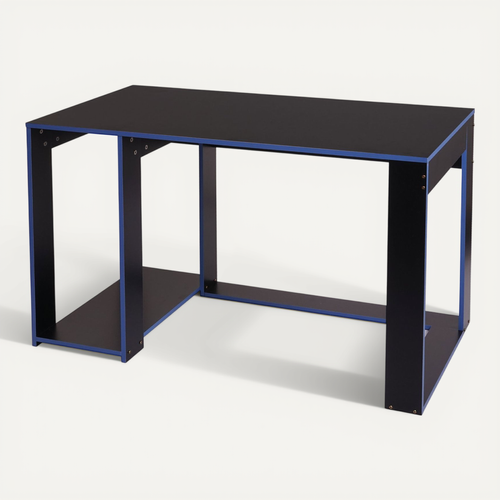 Bureau Table De Bureau Pour Ordinateur 120x60x76cm En Mdf Noir Et Bleu 04_0001451