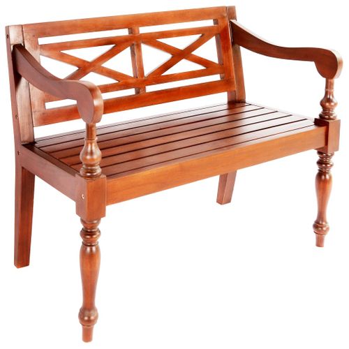 Banc Banquette Batavia 98 X 50 X 82 Cm Bois D'acajou Massif Marron Fonce 02 0010924