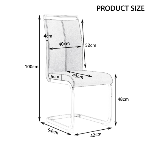 Lot De 4 Chaises Cantilever, Structure En Métal Chromé, Rembourrage Doux Avec Revêtement En Simili C