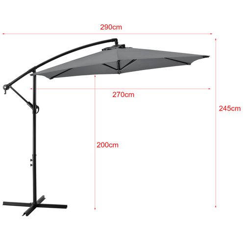 Parasol Déporté Hexagonal Avec Manivelle Inclinable Imperméable Uv Diamètre 270 Cm Gr
