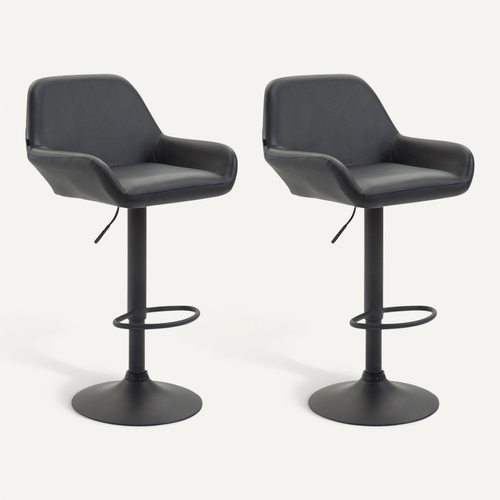 Lot De 2 Tabourets De Bar CLP Similicuir Et Métal - Réglables, Design Club