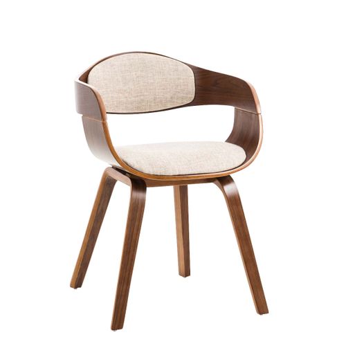 Chaise De Bureau Sans Roulettes Visiteur En Tissu Et Bois Design Retro Et Confort Maximal Noyer