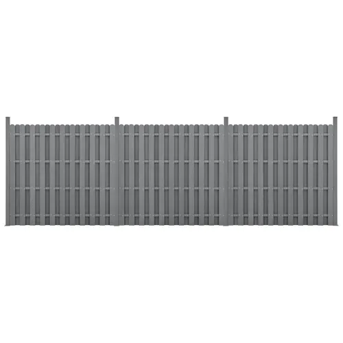 Kit De 3 Clôtures Barrière Brise Vue Brise Vent Bois Composite (wpc) Gris 185 X 562